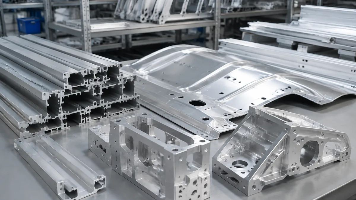 Aluminum extrusions, formed panels and machined transport component references